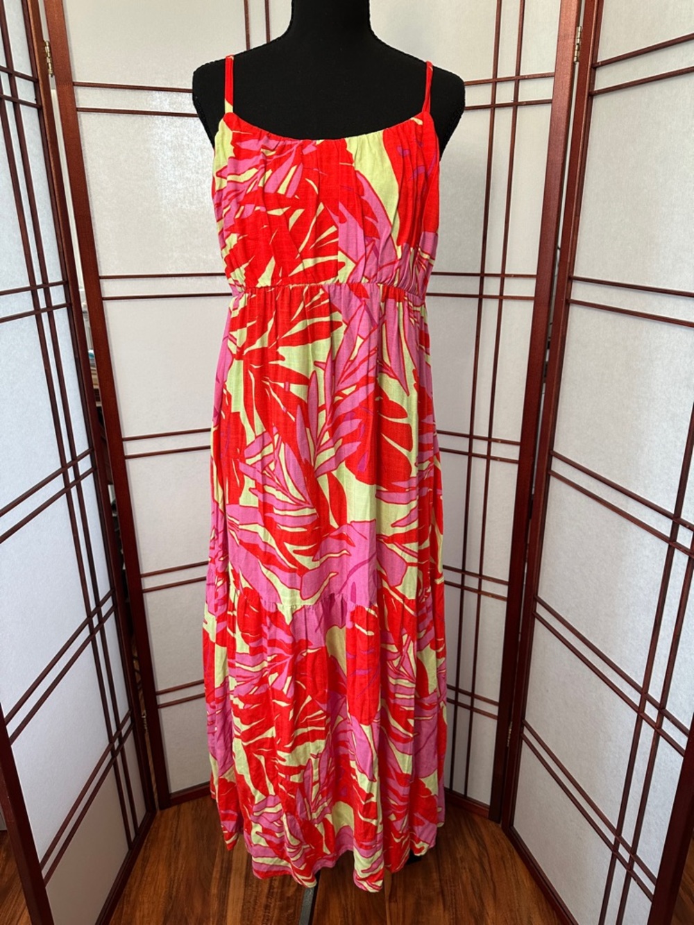 Sanctuary Red & Pink Tropical Print Maxi Dress